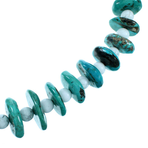 Turquoise Howlite Sterling Silver Navajo Bead Necklace RX112651